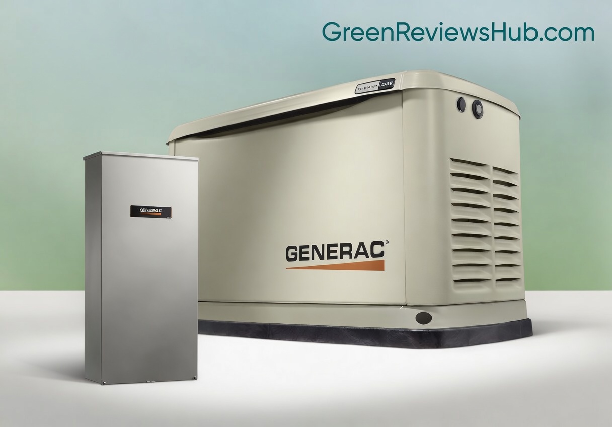 Generac Guardian 24kW with included automatic transfer switch (the silver box)